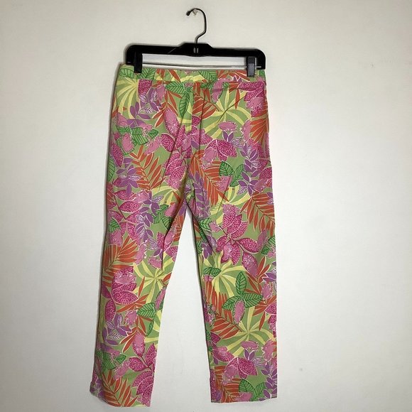 Lilly Pulitzer pink orange frog leaf print pants size 6 vintage - Picture 2 of 4